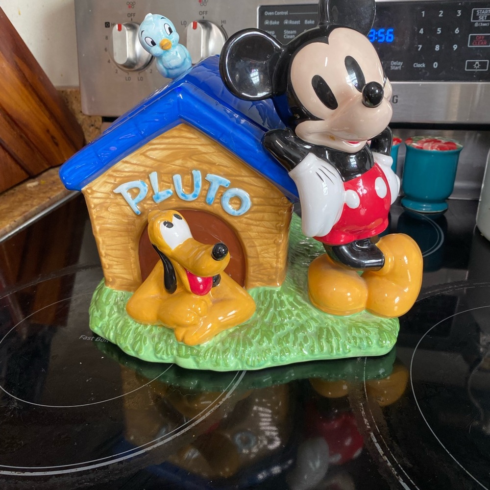 Disney Mickey Mouse and Pluto Cookie Jar - Blue, Red, Yellow